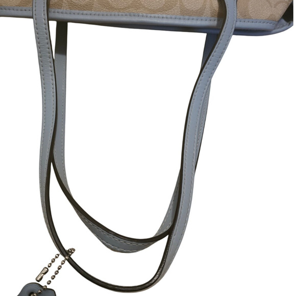 Coach Purse Womens Signature Carryall Drawstring Shoulder Tan Blue A2022-57842 - Picture 7 of 11